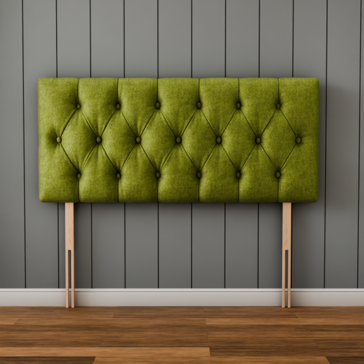 Lara Chesterfield Headboard - Olive Green Naples