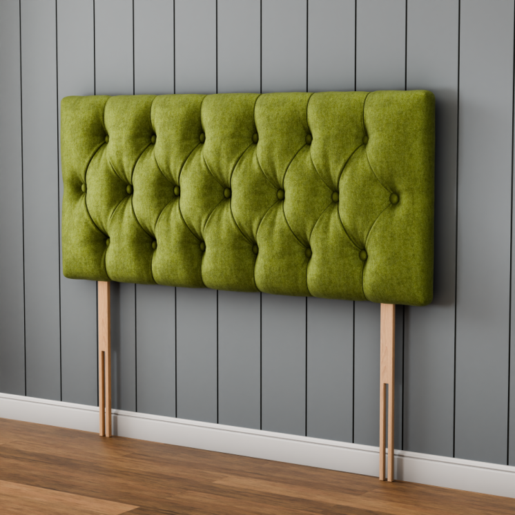 Lara Chesterfield Headboard - Olive Green Naples