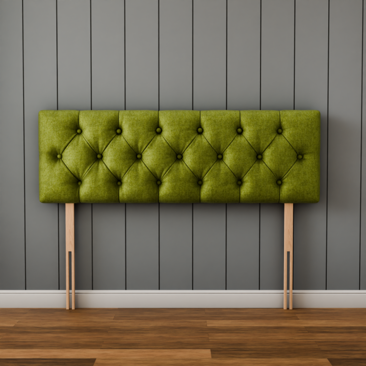 Lara Chesterfield Headboard - Olive Green Naples