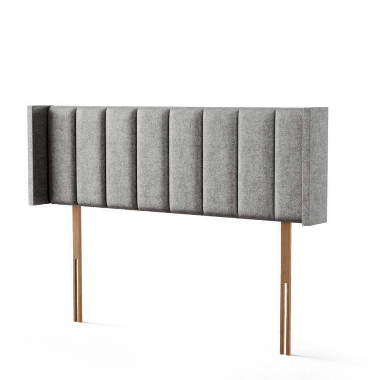 Amelia Line Wing Headboard - Silver Naples