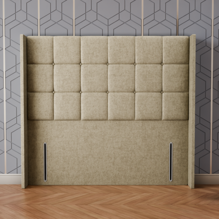 Ayra Cube Winged Headboard - Cream Naples