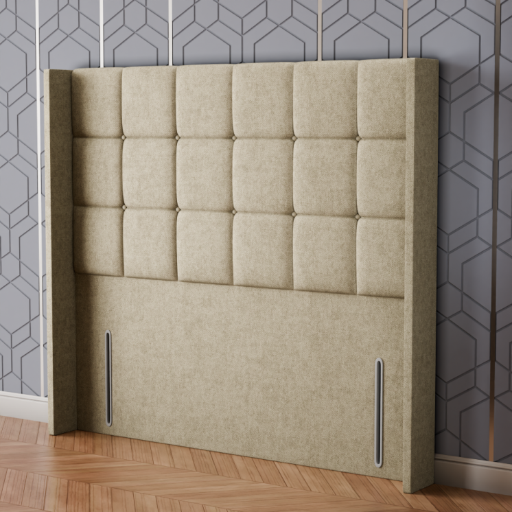 Ayra Cube Winged Headboard - Cream Naples