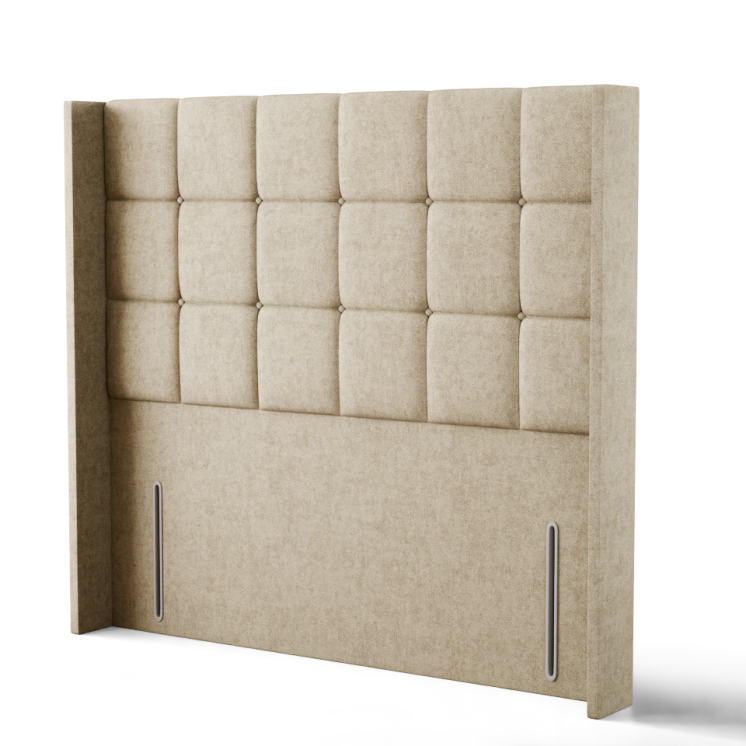 Ayra Cube Winged Headboard - Cream Naples