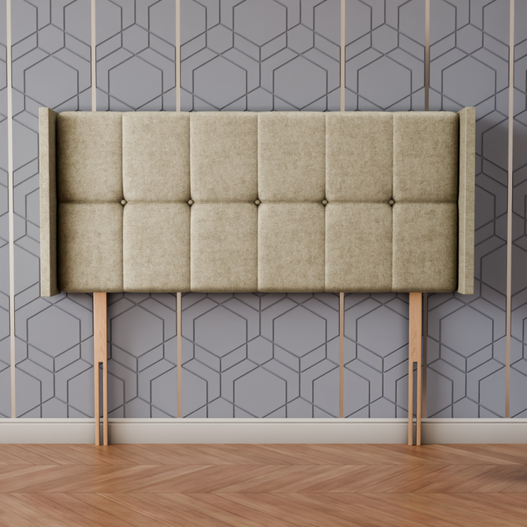 Ayra Cube Winged Headboard - Cream Naples