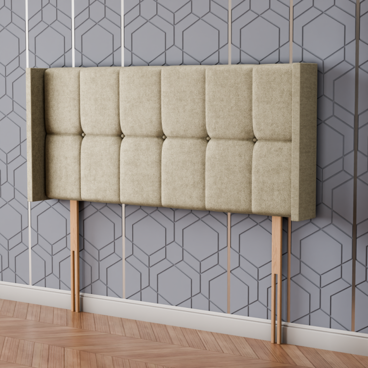 Ayra Cube Winged Headboard - Cream Naples
