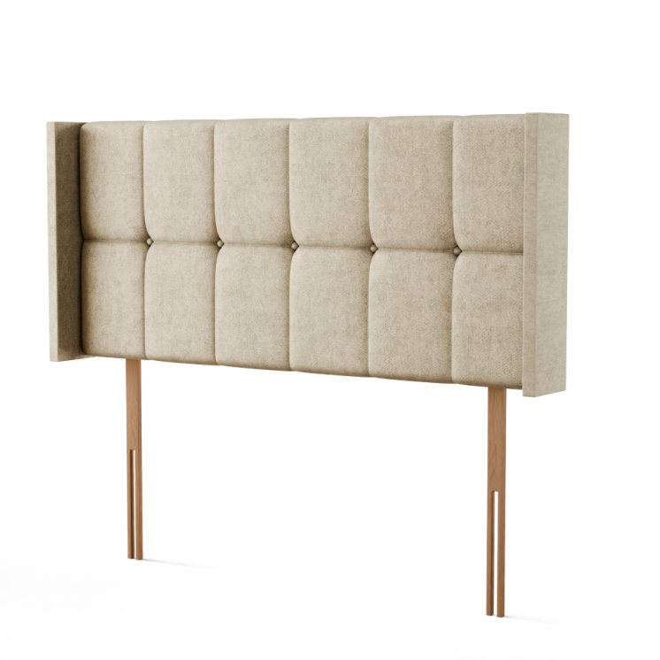 Ayra Cube Winged Headboard - Cream Naples