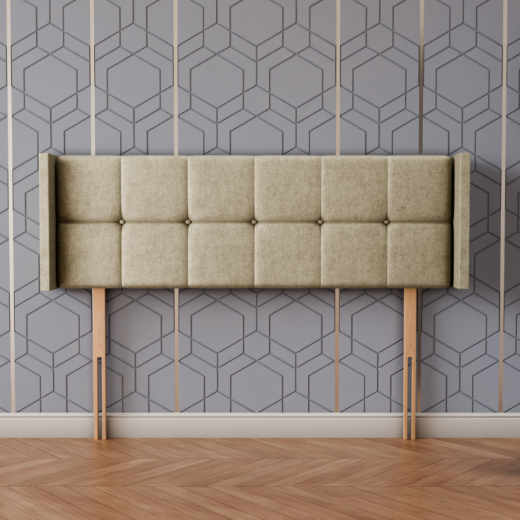 Ayra Cube Winged Headboard - Cream Naples