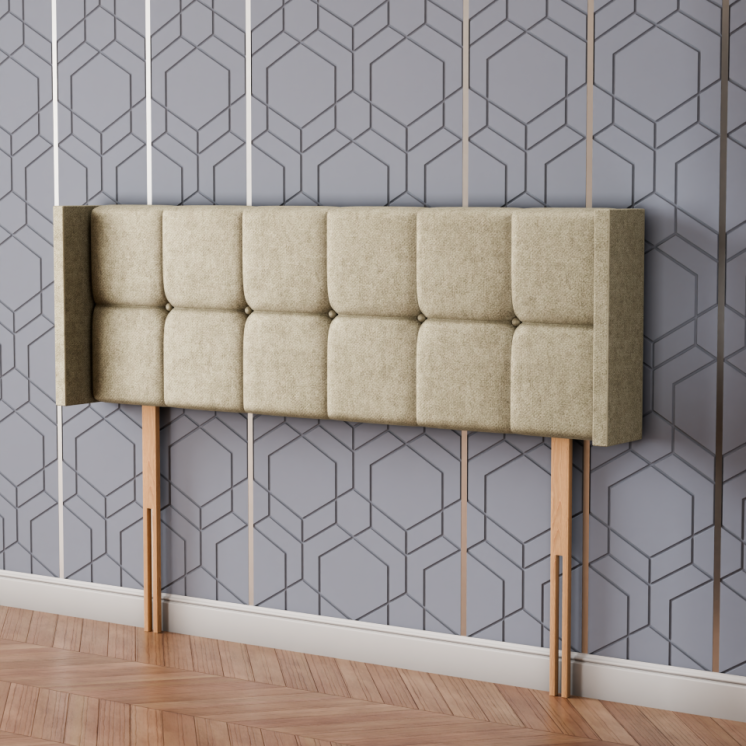 Ayra Cube Winged Headboard - Cream Naples