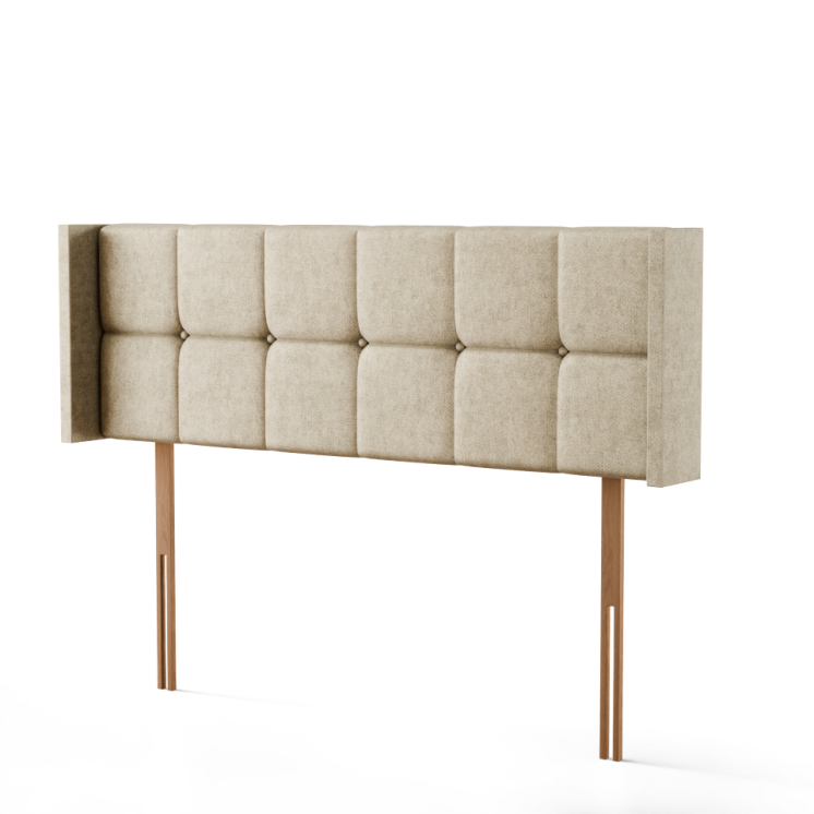 Ayra Cube Winged Headboard - Cream Naples