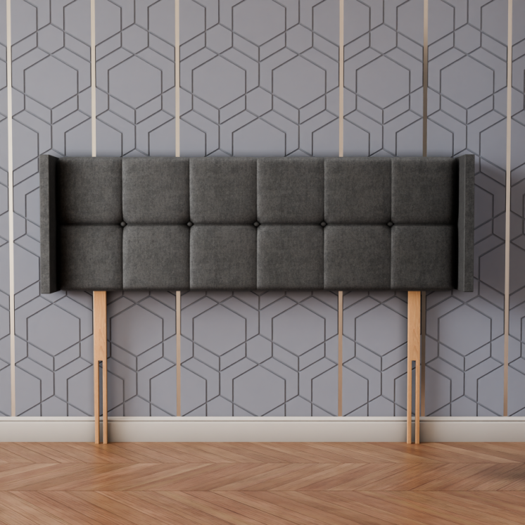 Ayra Cube Winged Headboard - Grey Naples