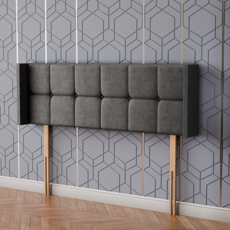 Ayra Cube Winged Headboard - Grey Naples