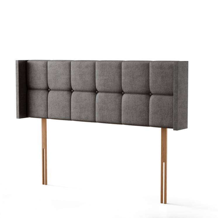 Ayra Cube Winged Headboard - Grey Naples