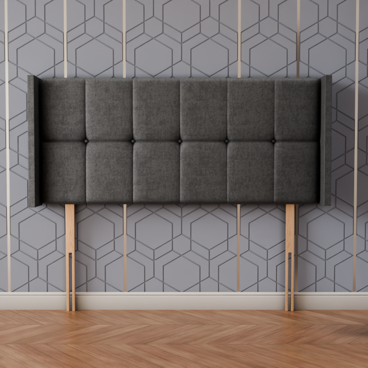 Ayra Cube Winged Headboard - Grey Naples