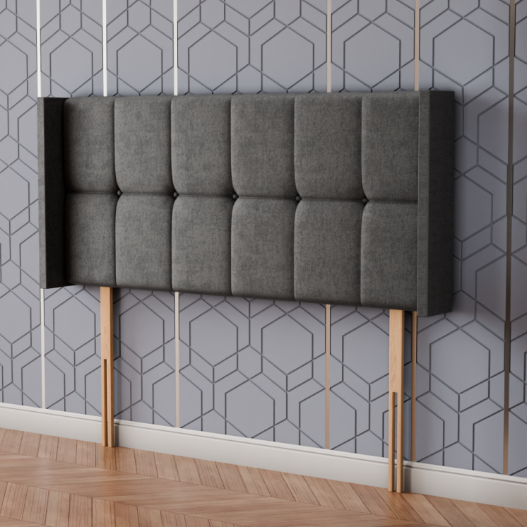Ayra Cube Winged Headboard - Grey Naples