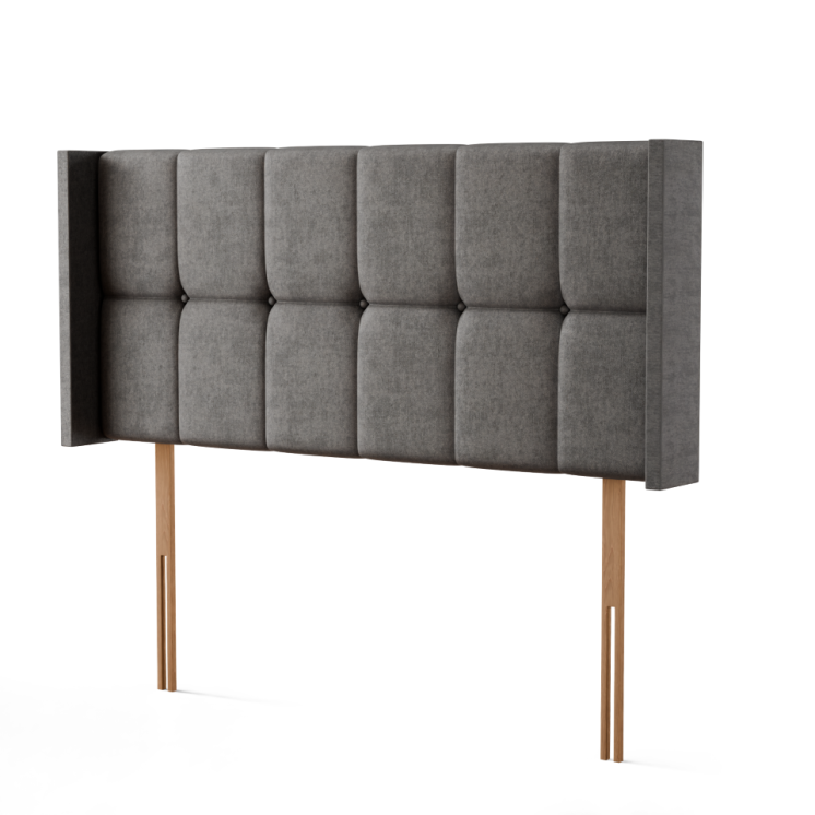 Ayra Cube Winged Headboard - Grey Naples