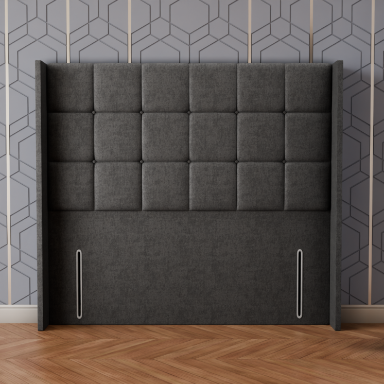 Ayra Cube Winged Headboard - Grey Naples