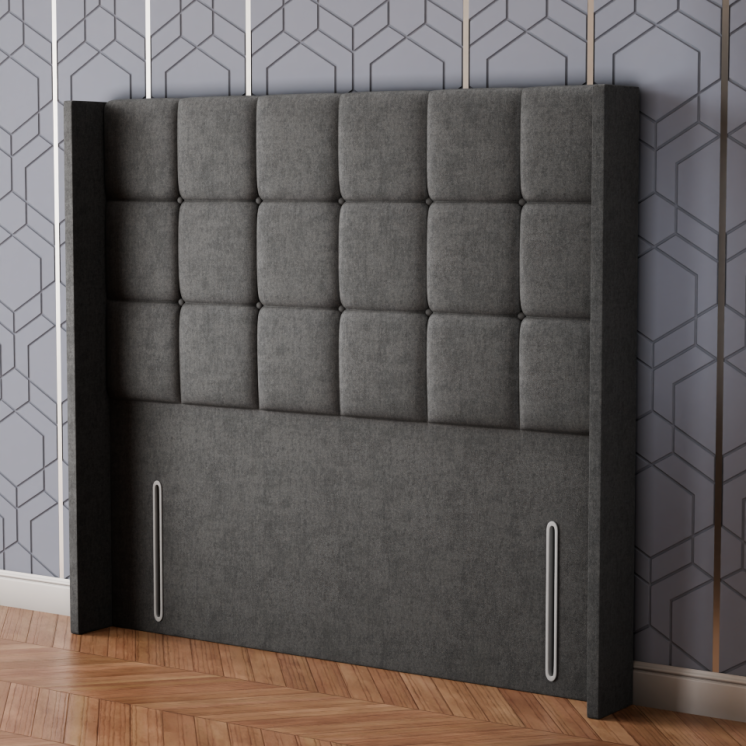 Ayra Cube Winged Headboard - Grey Naples