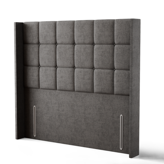 Ayra Cube Winged Headboard - Grey Naples