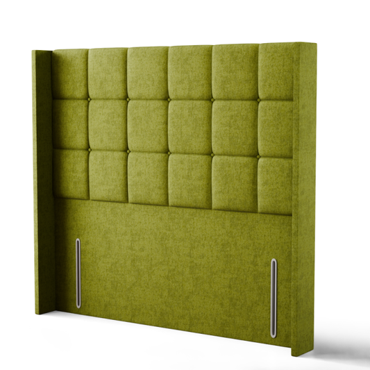 Ayra Cube Winged Headboard - Olive Green Naples