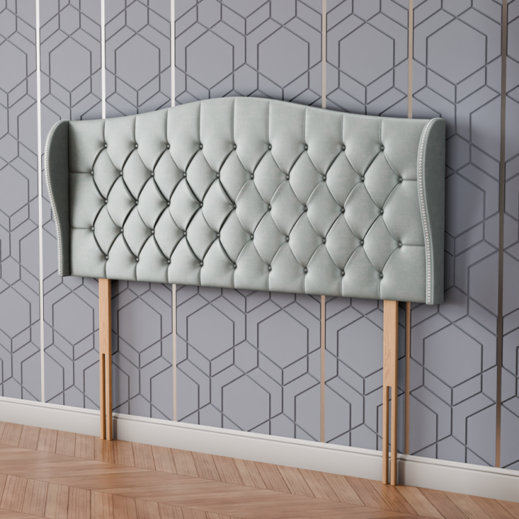 Meridian Wing Headboard - Silver Coniston