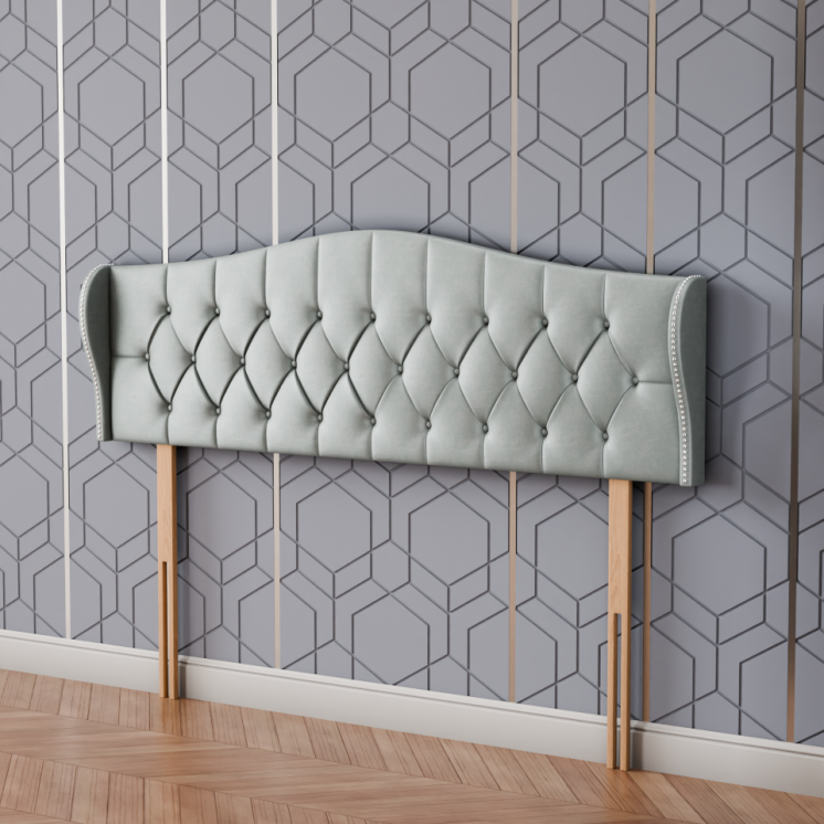 Meridian Wing Headboard - Silver Coniston