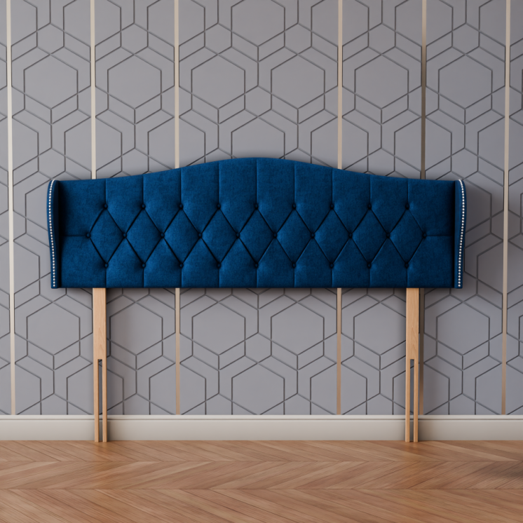 Meridian Wing Headboard - Blue Naples