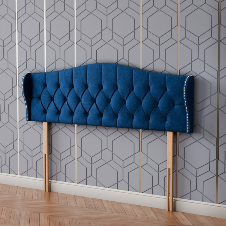 Meridian Wing Headboard - Blue Naples