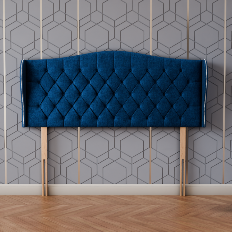 Meridian Wing Headboard - Blue Naples