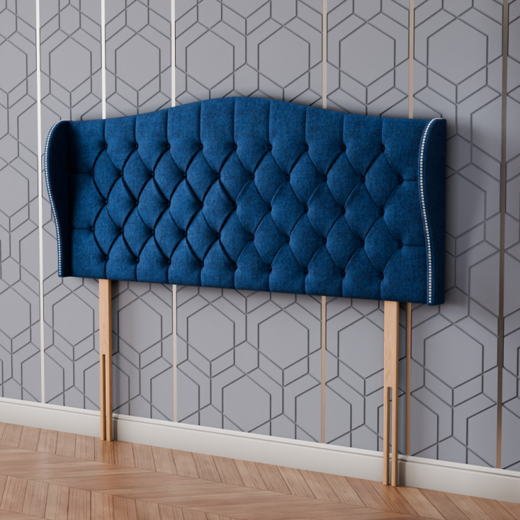 Meridian Wing Headboard - Blue Naples