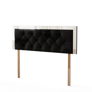 Bella Mirror Headboard - Black Plush
