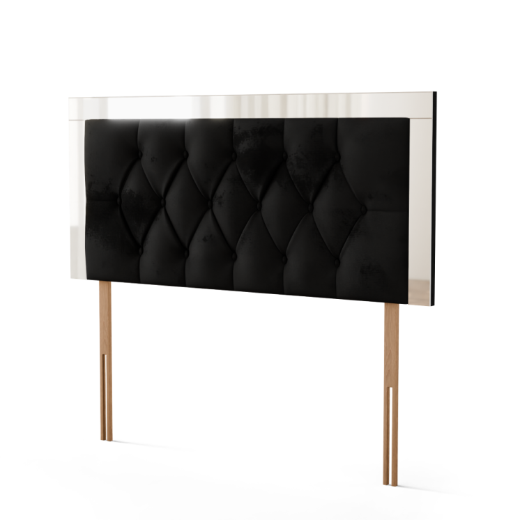 Bella Mirror Headboard - Black Plush