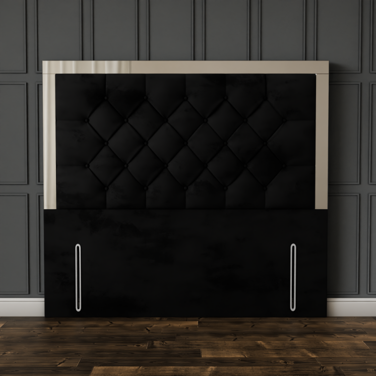 Bella Mirror Headboard - Black Plush