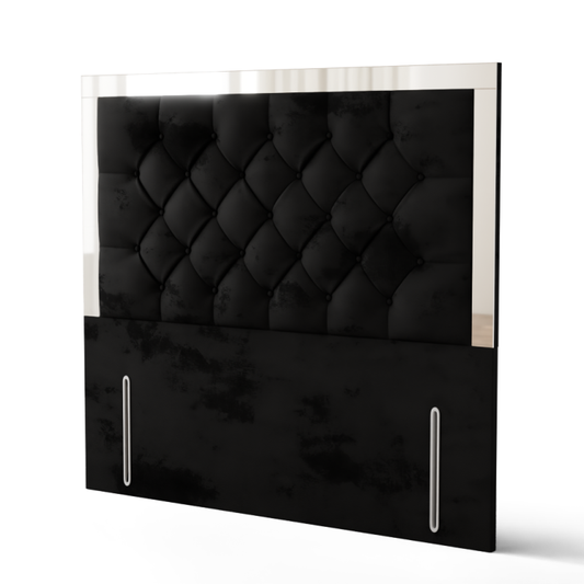 Bella Mirror Headboard - Black Plush
