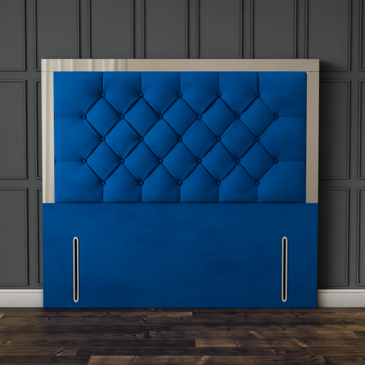 Bella Mirror Headboard - Blue Plush