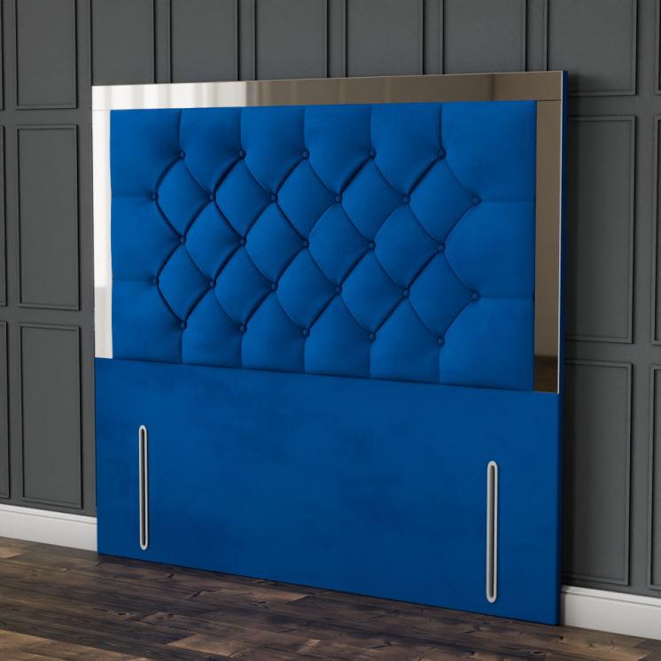Bella Mirror Headboard - Blue Plush