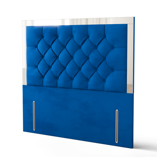 Bella Mirror Headboard - Blue Plush