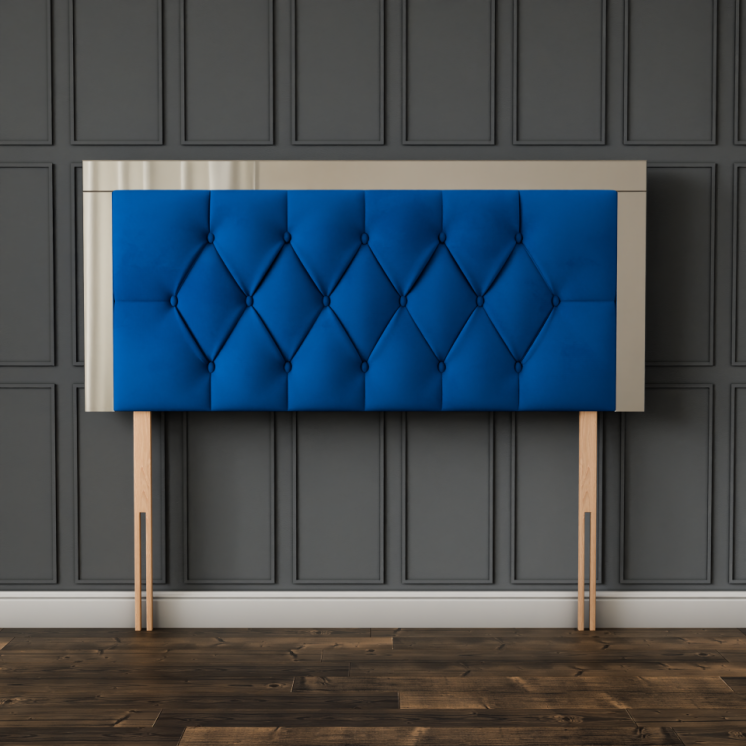 Bella Mirror Headboard - Blue Plush