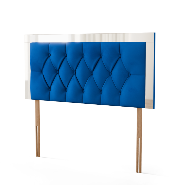 Bella Mirror Headboard - Blue Plush