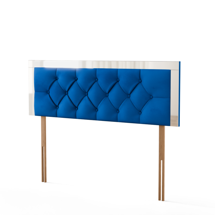Bella Mirror Headboard - Blue Plush