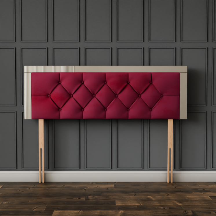 Bella Mirror Headboard - Burgundy Plush
