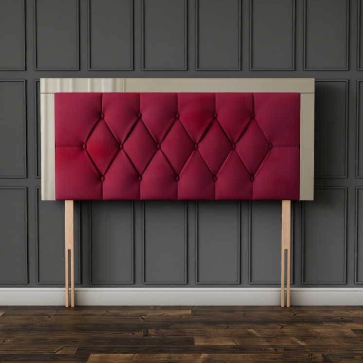 Bella Mirror Headboard - Burgundy Plush