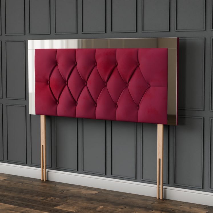 Bella Mirror Headboard - Burgundy Plush