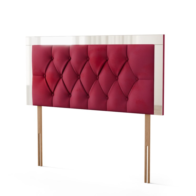 Bella Mirror Headboard - Burgundy Plush