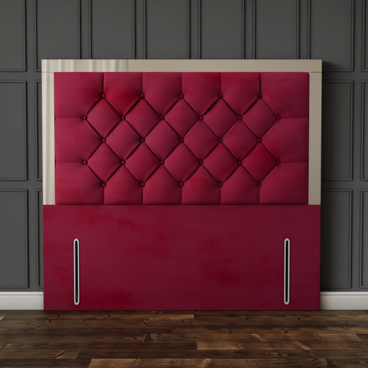 Bella Mirror Headboard - Burgundy Plush