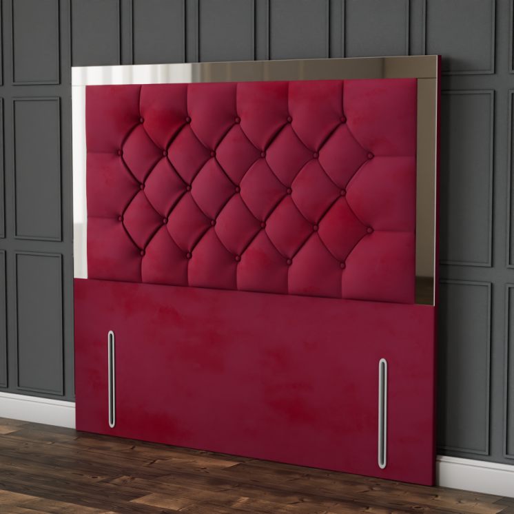 Bella Mirror Headboard - Burgundy Plush