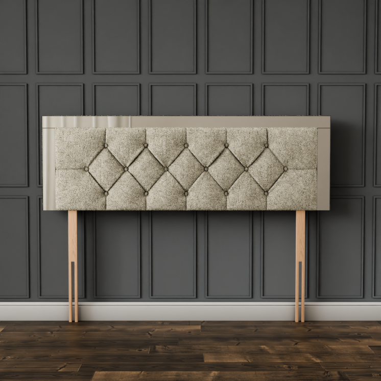 Bella Mirror Headboard - Cream Teddy