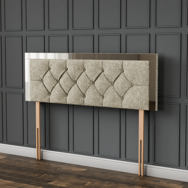 Bella Mirror Headboard - Cream Teddy