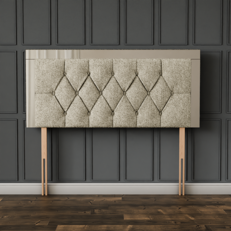 Bella Mirror Headboard - Cream Teddy