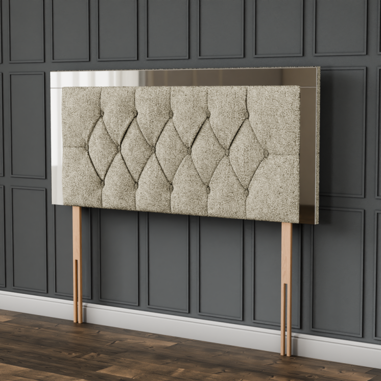 Bella Mirror Headboard - Cream Teddy