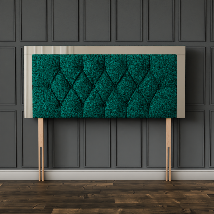 Bella Mirror Headboard - Green Teddy